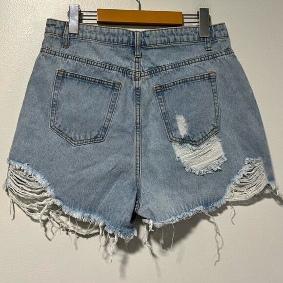Missguided Extreme Rip Hem High-Waist Denim Shorts - Size US 8 - Picture 4 of 11